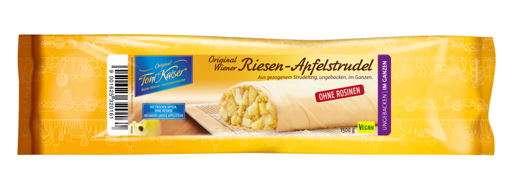 Riesen-Apfelstrudel ungebacken ohne Rosinen 5x1,5 kg