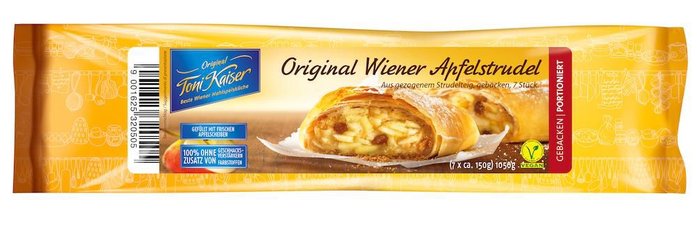 Wiener Apfelstrudel, gebacken, portioniert