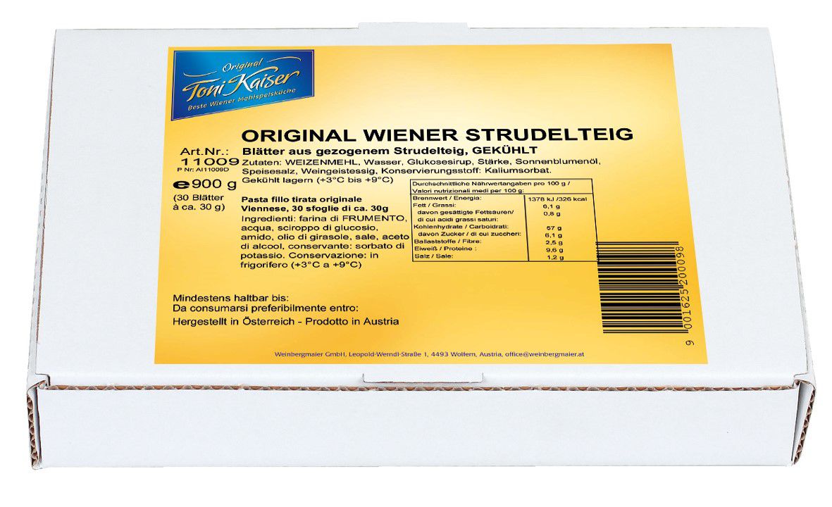 Strudelteig gezogen gekühlt 5 x 900 g